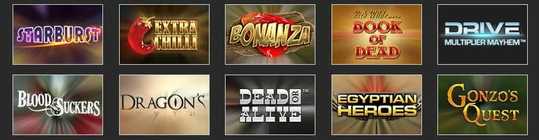 Covers of some of the best slots in online casinos in Chile.
