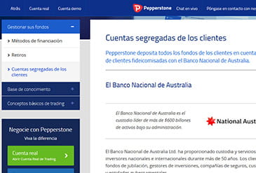 Pepperstone uses National Australia Bank for its segregated accounts