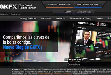 Home page of GKFX, an FCA registered broker