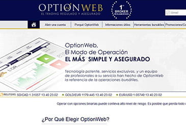 This is the homepage of OptionWeb, a broker licensed by the CySEC