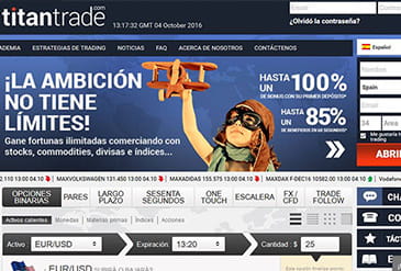 Titantrade homepage where you can invest in long term, ladder, one touch...